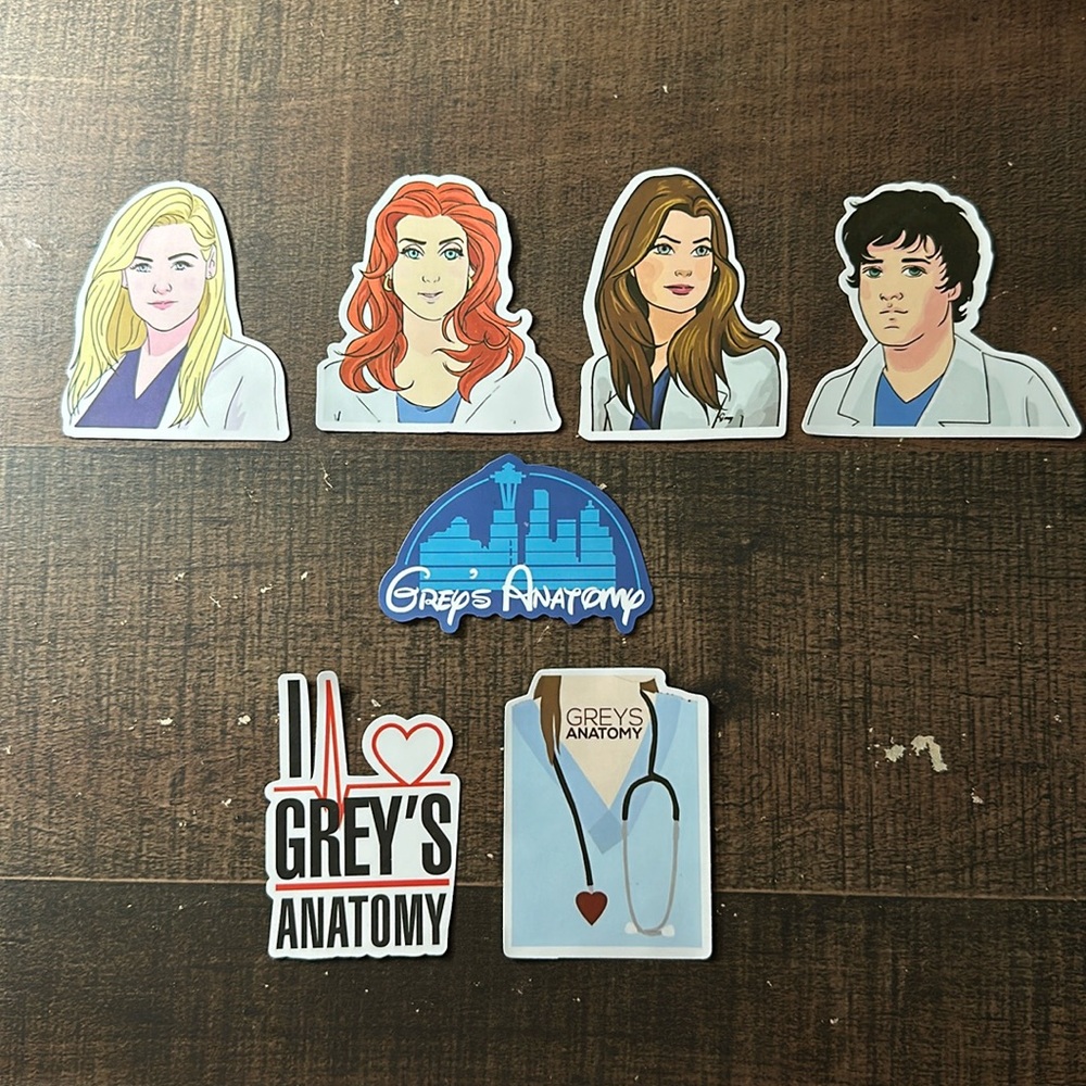 7 GREY’S ANATOMY STICKERS - MEREDITH - ADDISON - ARIZONA - GEORGE